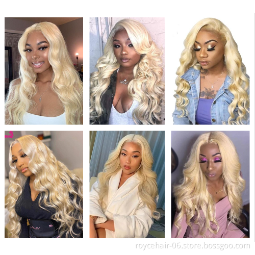 180% Density Raw Virgin Indian Hair 13X6 613 Blonde Body Wave HD Transparent Lace Frontal Human Hair Wigs for Black Women